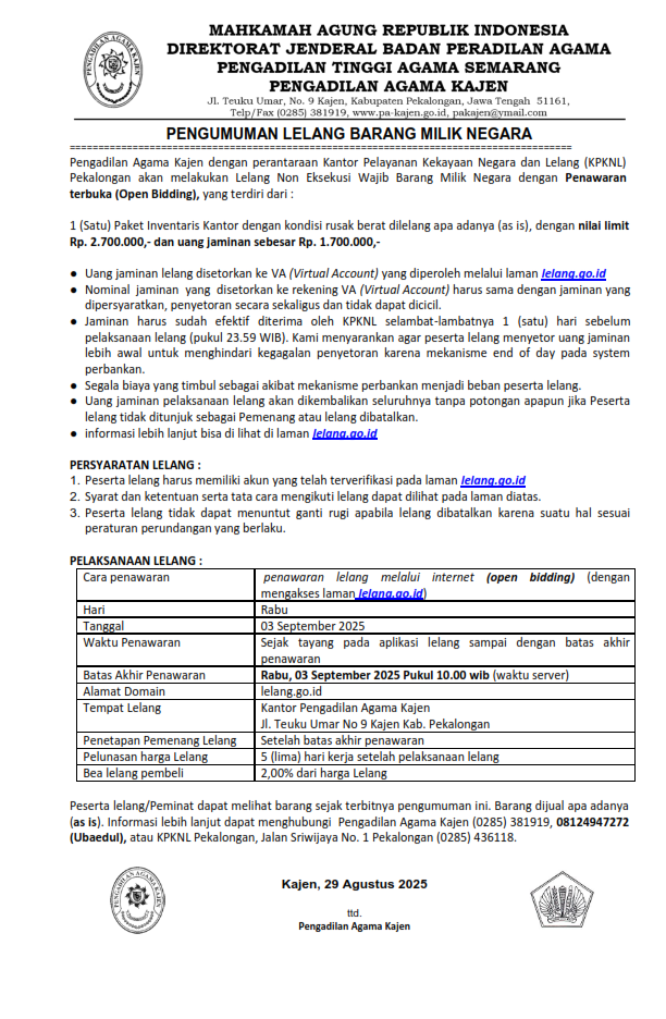 pengumuman lelang ok 001